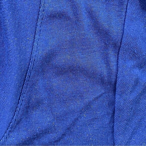 Jennifer Lopez Shimmery Short Sleeve Plunge V-neck Blouse Blue Size Medium - Picture 10 of 12